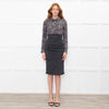 Paule Ka Grey Animal Print Top Long Sleeve Dress