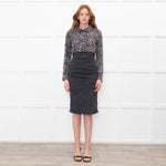 Paule Ka Grey Animal Print Top Long Sleeve Dress