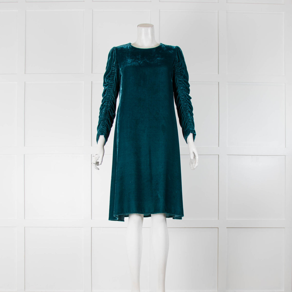 Beatrice Turquoise Crushed Velvet Dress