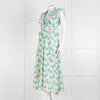 ME + EM Cream Turquoise Floral Frill Trim Cotton Dress