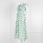 ME + EM Cream Turquoise Floral Frill Trim Cotton Dress