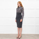 Paule Ka Grey Animal Print Top Long Sleeve Dress