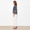 Vanessa Bruno Navy White Print Embroidered Top