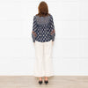 Vanessa Bruno Navy White Print Embroidered Top
