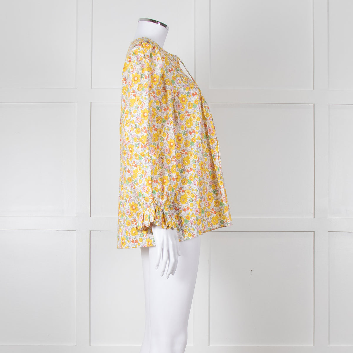 Seraphina Cream Yellow Floral Cotton Long Sleeve Top