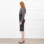 Paule Ka Grey Animal Print Top Long Sleeve Dress
