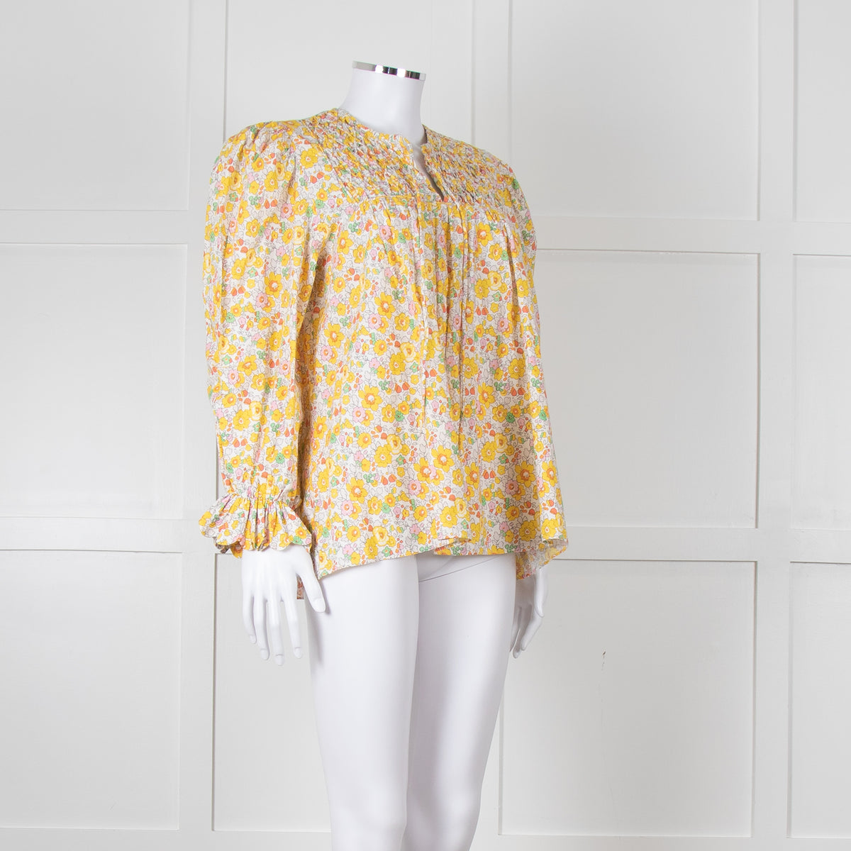 Seraphina Cream Yellow Floral Cotton Long Sleeve Top
