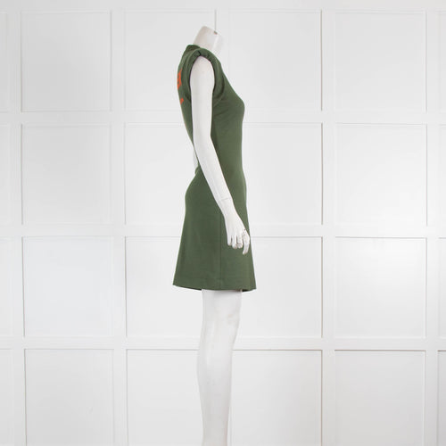 Alexander McQueen Khaki Fitted Mini Dress Padded Shoulders