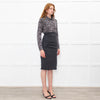 Paule Ka Grey Animal Print Top Long Sleeve Dress