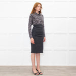 Paule Ka Grey Animal Print Top Long Sleeve Dress