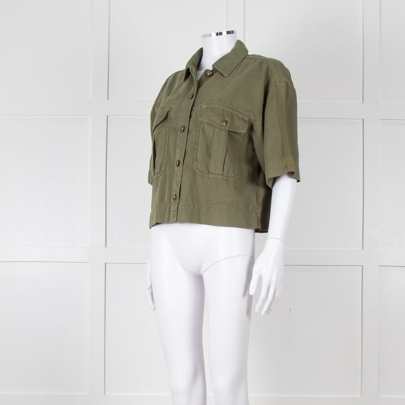 Me+Em Khaki Copper Buttons Front Buttons Cotton Shirt