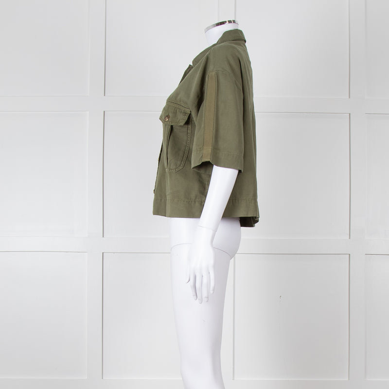 Me+Em Khaki Copper Buttons Front Buttons Cotton Shirt