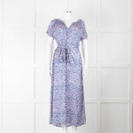 Primrose Park Pink Blue Leopard Print Short Sleeve Maxi Dress