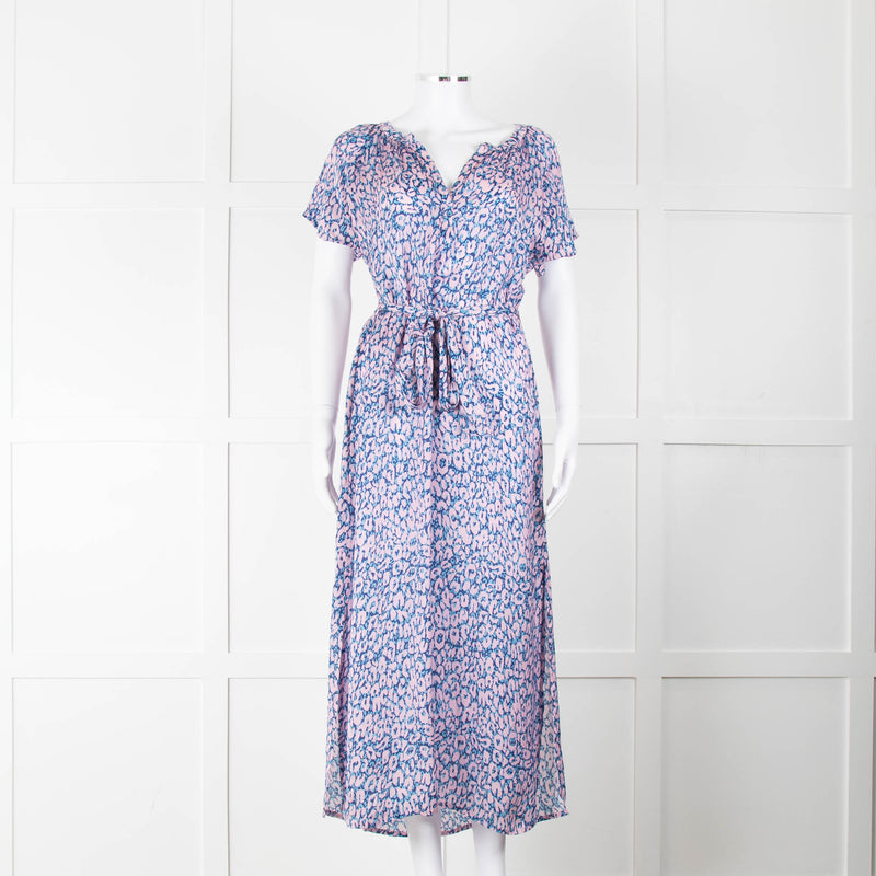 Primrose Park Pink Blue Leopard Print Short Sleeve Maxi Dress