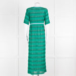 Maje Green Blue Trim Knitted Short Sleeve Maxi Dress & Slip