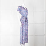 Primrose Park Pink Blue Leopard Print Short Sleeve Maxi Dress