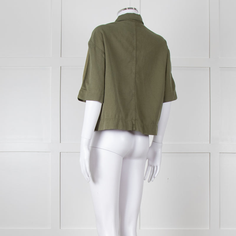 Me+Em Khaki Copper Buttons Front Buttons Cotton Shirt