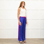 Serena Bute Purple Silky Wide Leg Pink Side Stripes Pink Elastic Trousers