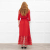 Maje Red Lace Trim Asymmetric Bottom Dress