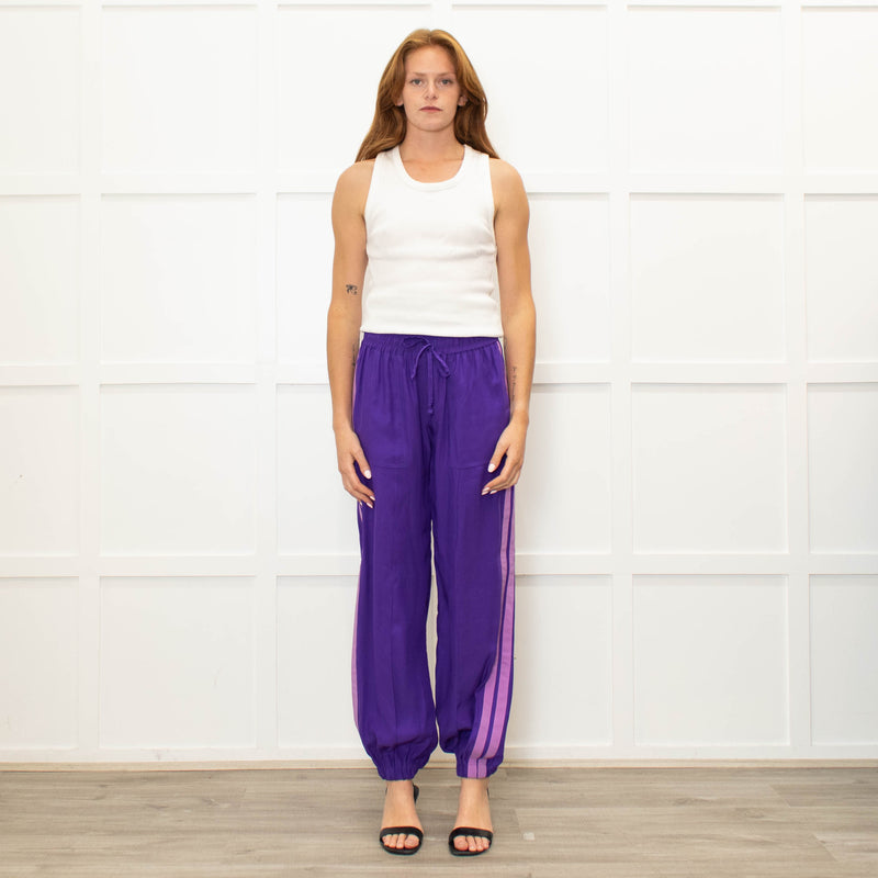 Serena Bute Purple Lilac Side Strap Elasticated Ankle Trousers