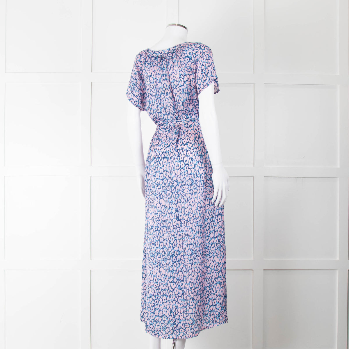 Primrose Park Pink Blue Leopard Print Short Sleeve Maxi Dress