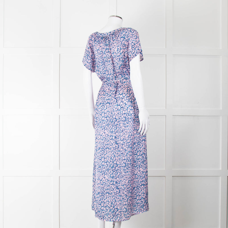 Primrose Park Pink Blue Leopard Print Short Sleeve Maxi Dress