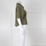 Me+Em Khaki Copper Buttons Front Buttons Cotton Shirt