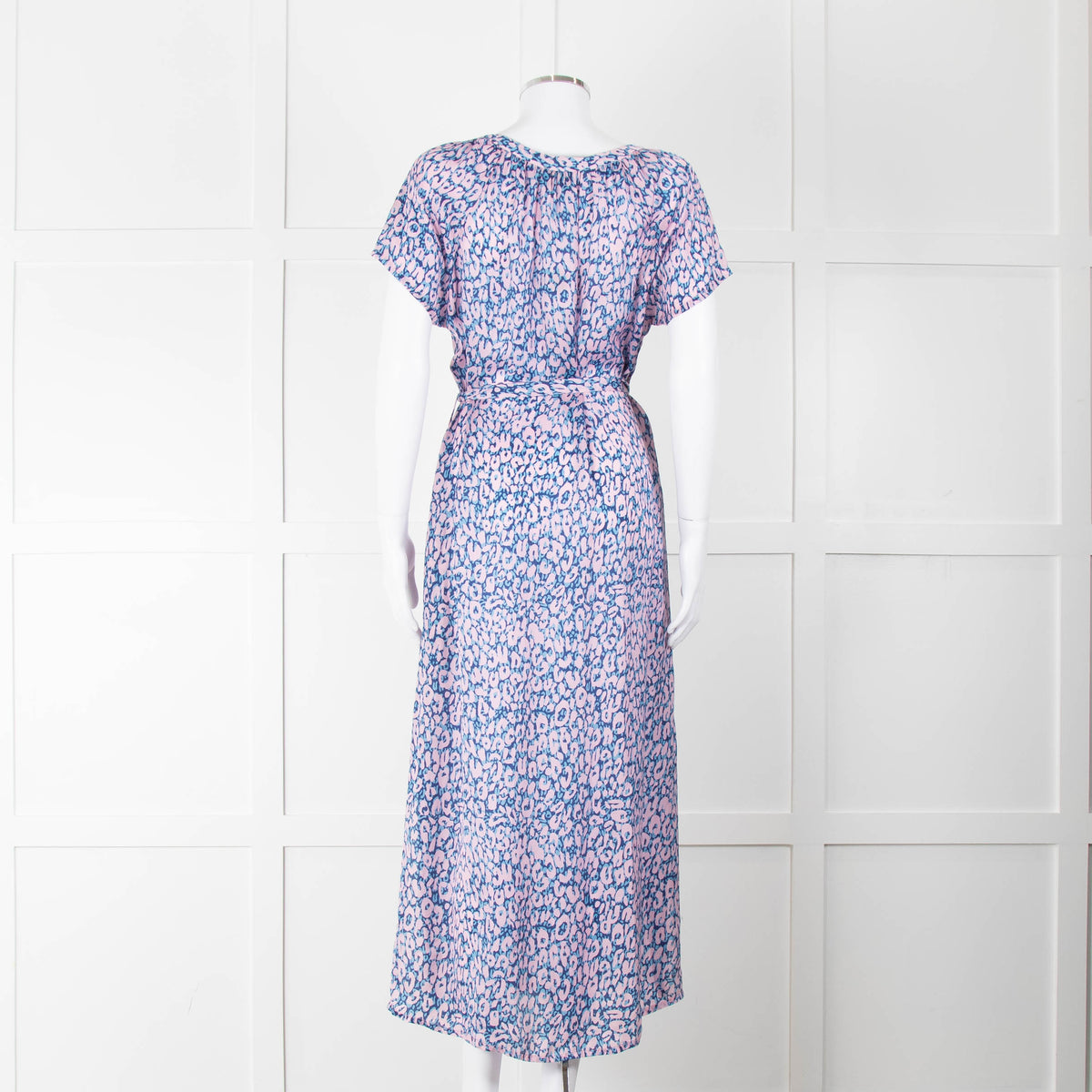 Primrose Park Pink Blue Leopard Print Short Sleeve Maxi Dress