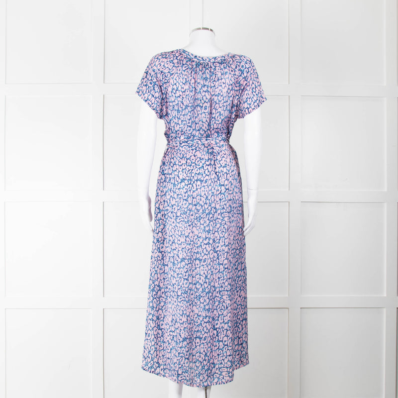 Primrose Park Pink Blue Leopard Print Short Sleeve Maxi Dress