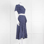 Belulah Navy White Floral Belted Short Sleeve Dress