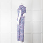 Primrose Park Pink Blue Leopard Print Short Sleeve Maxi Dress