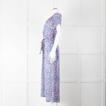 Primrose Park Pink Blue Leopard Print Short Sleeve Maxi Dress
