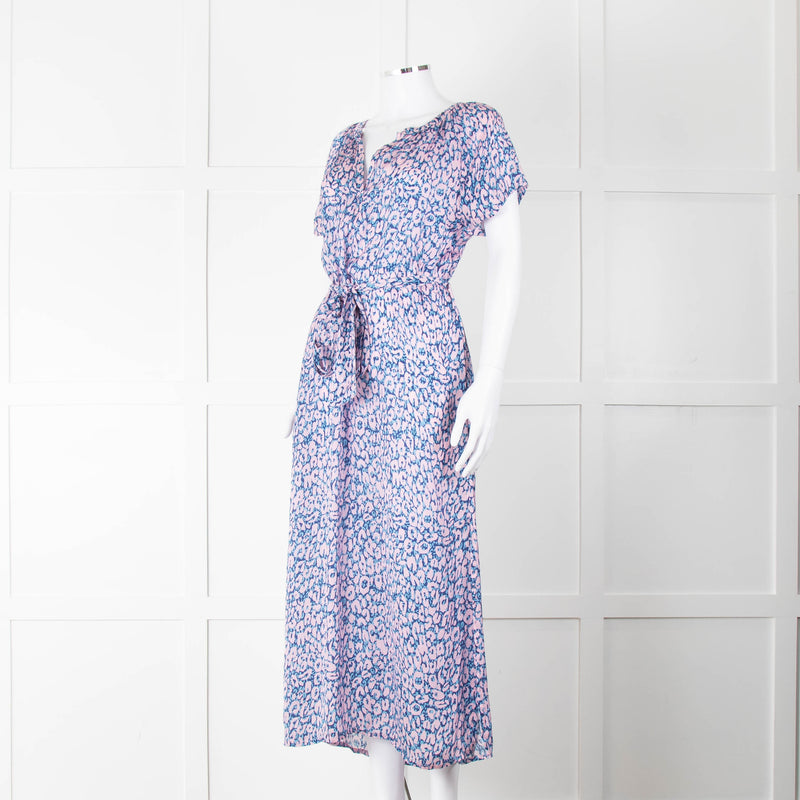 Primrose Park Pink Blue Leopard Print Short Sleeve Maxi Dress