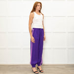 Serena Bute Purple Lilac Side Strap Elasticated Ankle Trousers