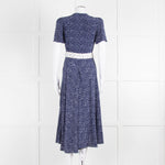 Belulah Navy White Floral Belted Short Sleeve Dress