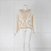Moschino Cheap N Chic Cream Silk Blouse with Gold Print Detailing