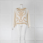 Moschino Cheap N Chic Cream Silk Blouse with Gold Print Detailing