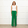 Serena Bute Green Silk Pink Side Stripe Trousers