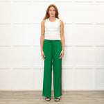 Serena Bute Green Silk Pink Side Stripe Trousers