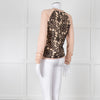 N. Peal Peach Black Lace Back Sweater