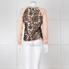 N. Peal Peach Black Lace Back Sweater