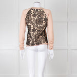 N. Peal Peach Black Lace Back Sweater