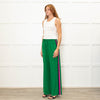 Serena Bute Green Silk Pink Side Stripe Trousers