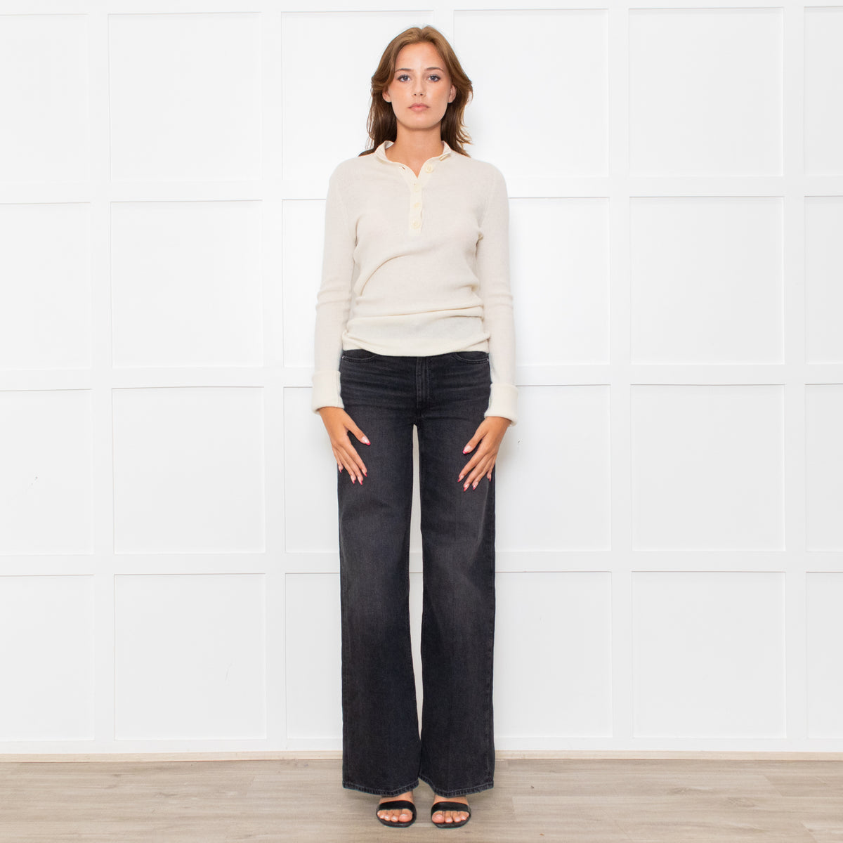 Raey Cream Button Up Long Sleeve Cashmere Jumper