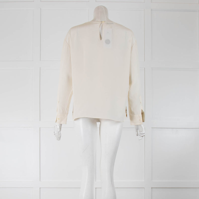 Moschino Cheap N Chic Cream Silk Blouse with Gold Print Detailing