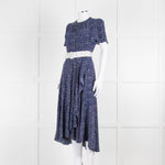 Belulah Navy White Floral Belted Short Sleeve Dress