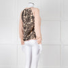 N. Peal Peach Black Lace Back Sweater