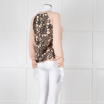 N. Peal Peach Black Lace Back Sweater