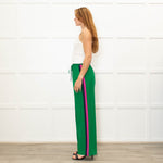 Serena Bute Green Silk Pink Side Stripe Trousers