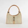 Gucci Cream Fabric Beige Leather trim Vintage Jackie Bardot Bag